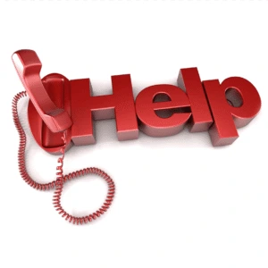 Red telephone with the word Help symbolizing emergency helpline support