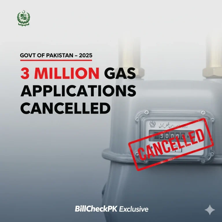 Govt of Pakistan cancels 3 million gas applications in 2025 - BillCheckPK exclusive news update
