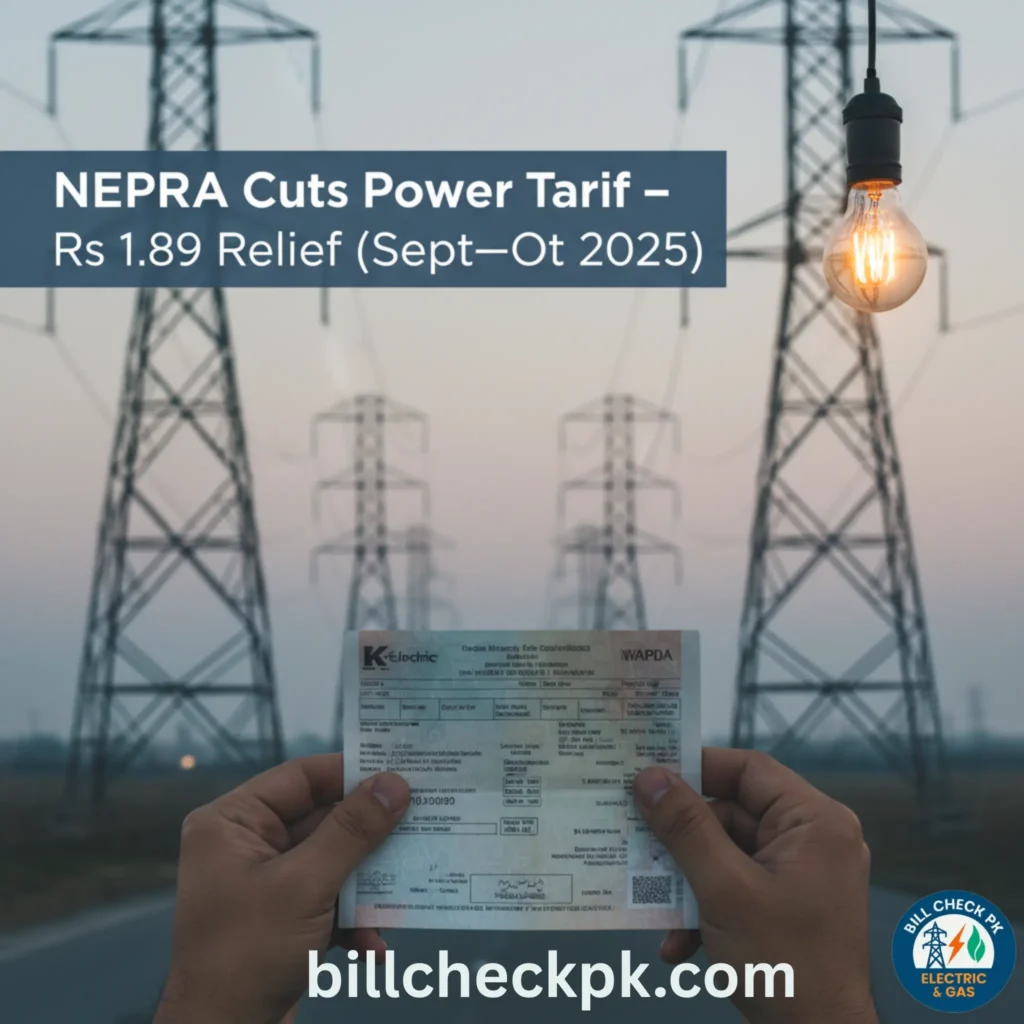 NEPRA cuts electricity tariff by Rs 1.89 for September–October 2025 – Check updated bill on billcheckpk