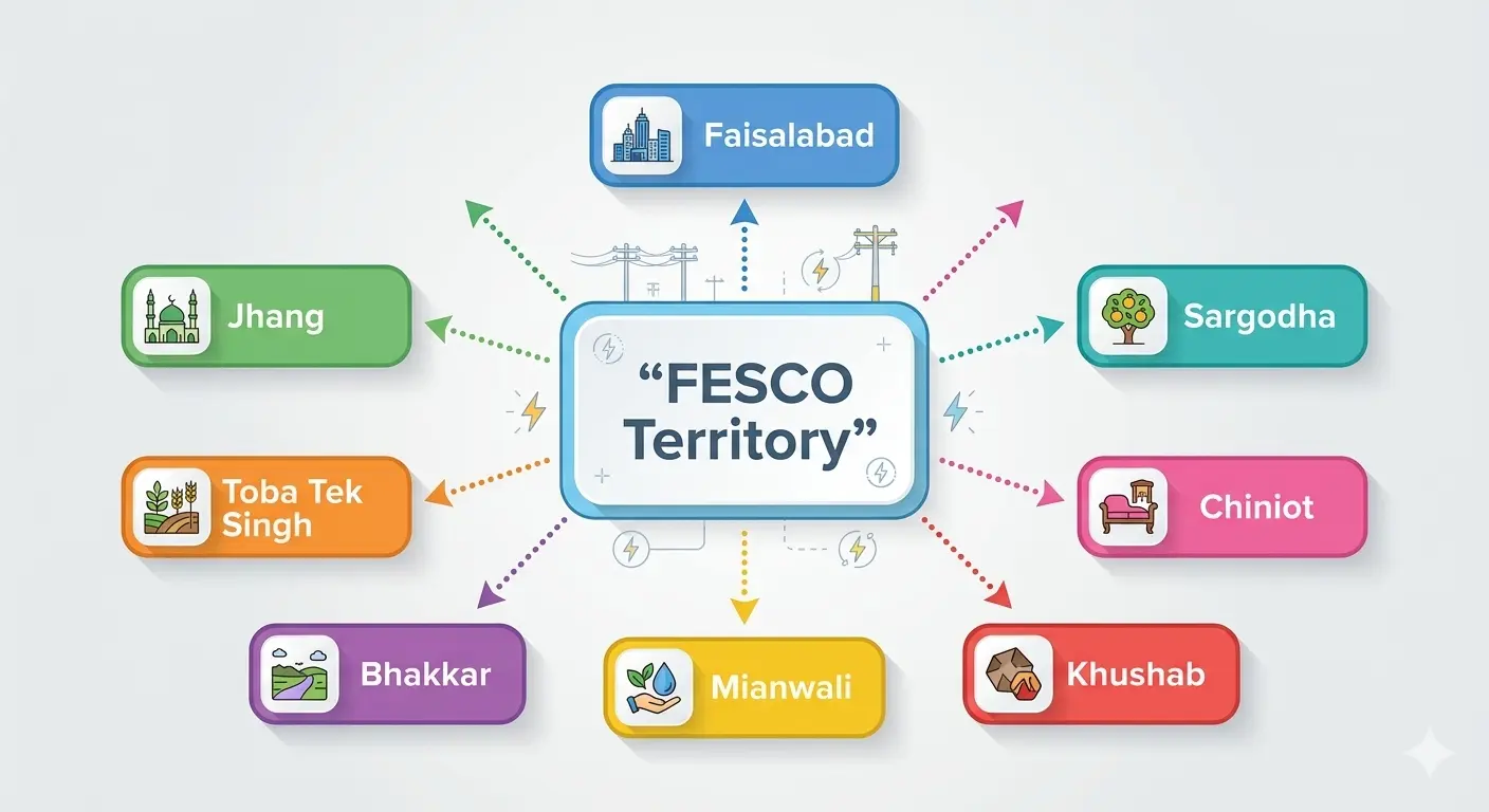 FESCO Bill Online Check & Download Faisalabad Electricity Duplicate Bill 2026 3 FESCO territory areas